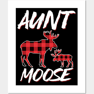 Red Plaid Aunt Moose Matching Family Pajama Christmas Gift Posters and Art